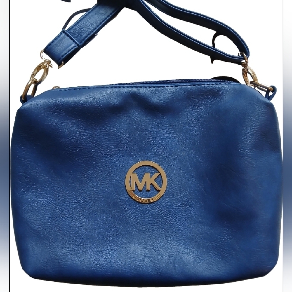 Navy Vegan Leather Michael Kors Crossbody Purse with Strap